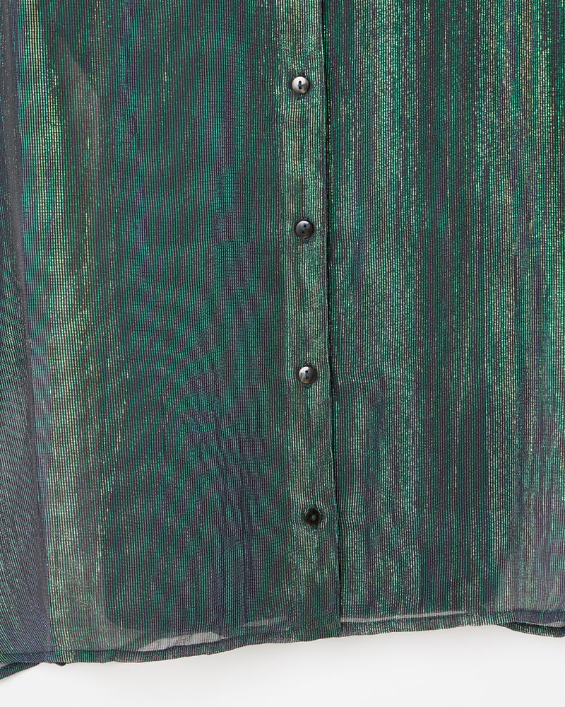 Green Metallic Sheer Shirt