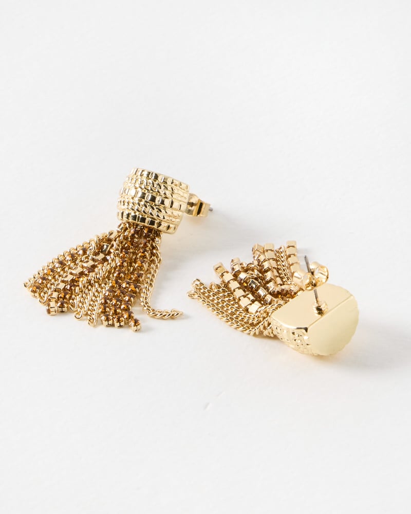 Honoka Stone & Chain Tassel Earrings