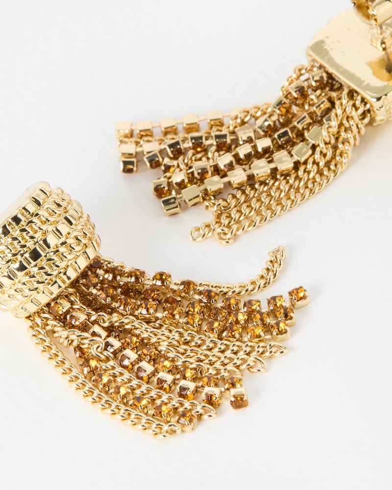 Honoka Stone & Chain Tassel Earrings