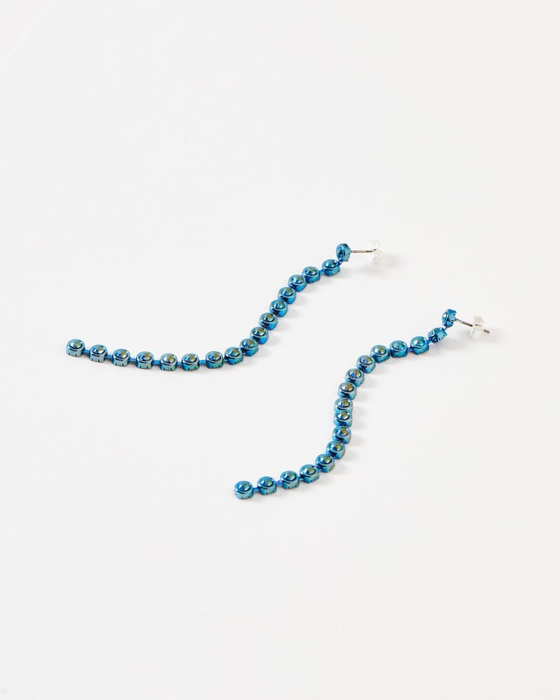 Simone Blue Plated Circular Stone Drop Earrings