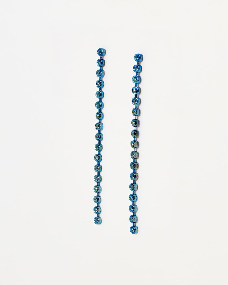 Simone Blue Plated Circular Stone Drop Earrings
