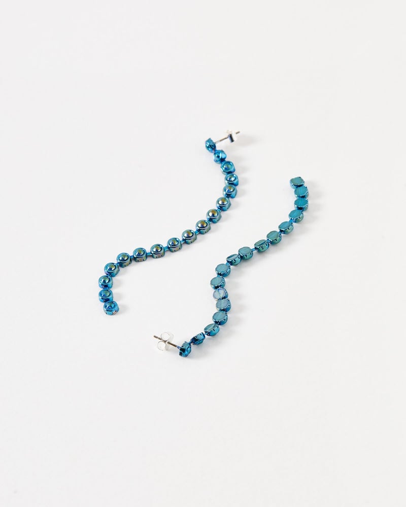 Simone Blue Plated Circular Stone Drop Earrings