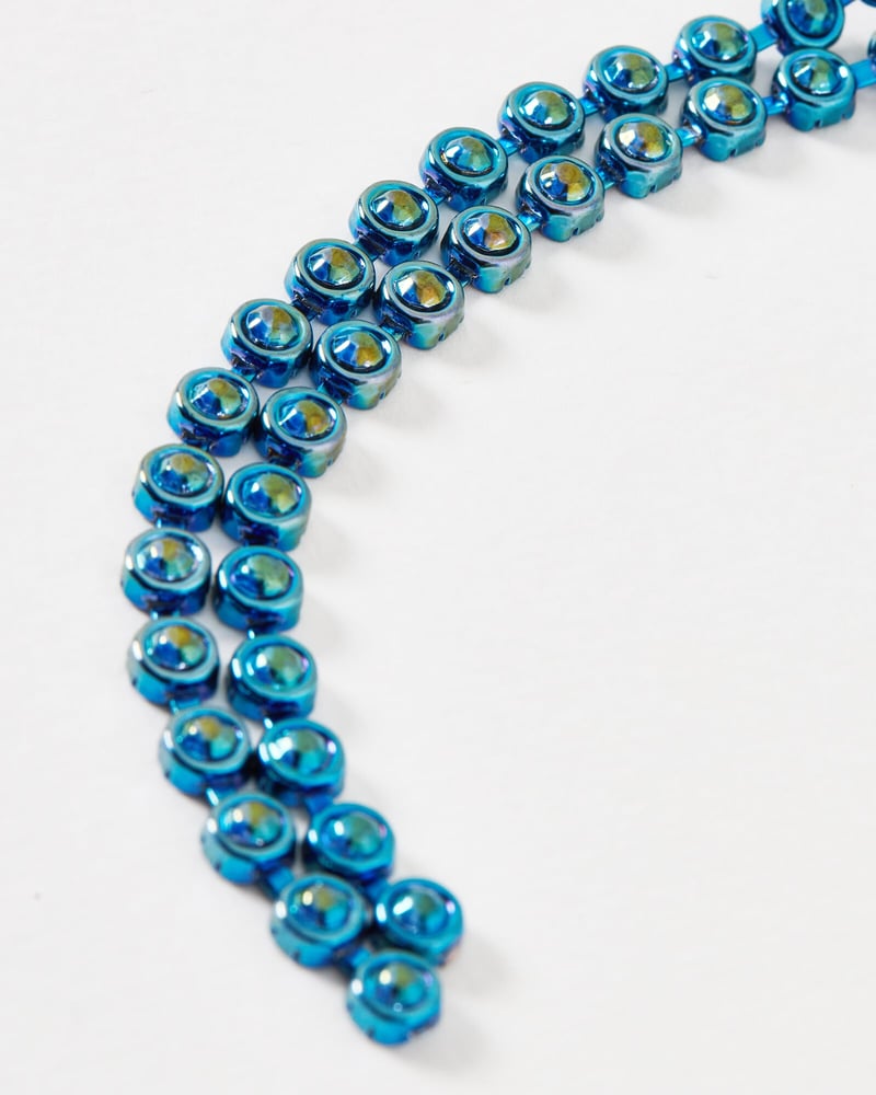 Simone Blue Plated Circular Stone Drop Earrings