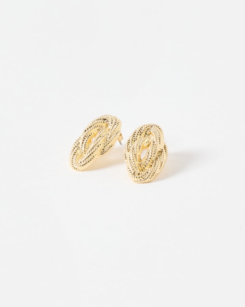 Suzette Interlocked Oval Gold Toned Statement Earrings