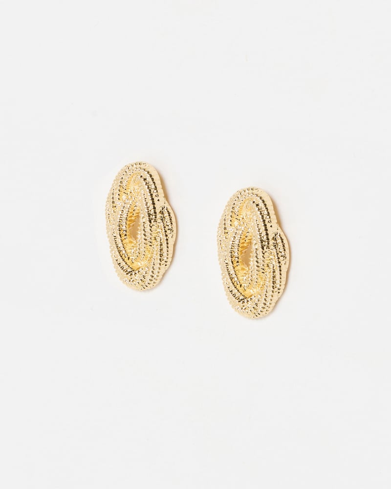 Suzette Interlocked Oval Gold Toned Statement Earrings