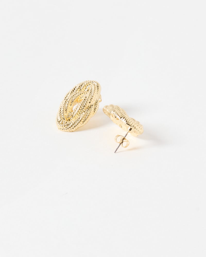 Suzette Interlocked Oval Gold Toned Statement Earrings