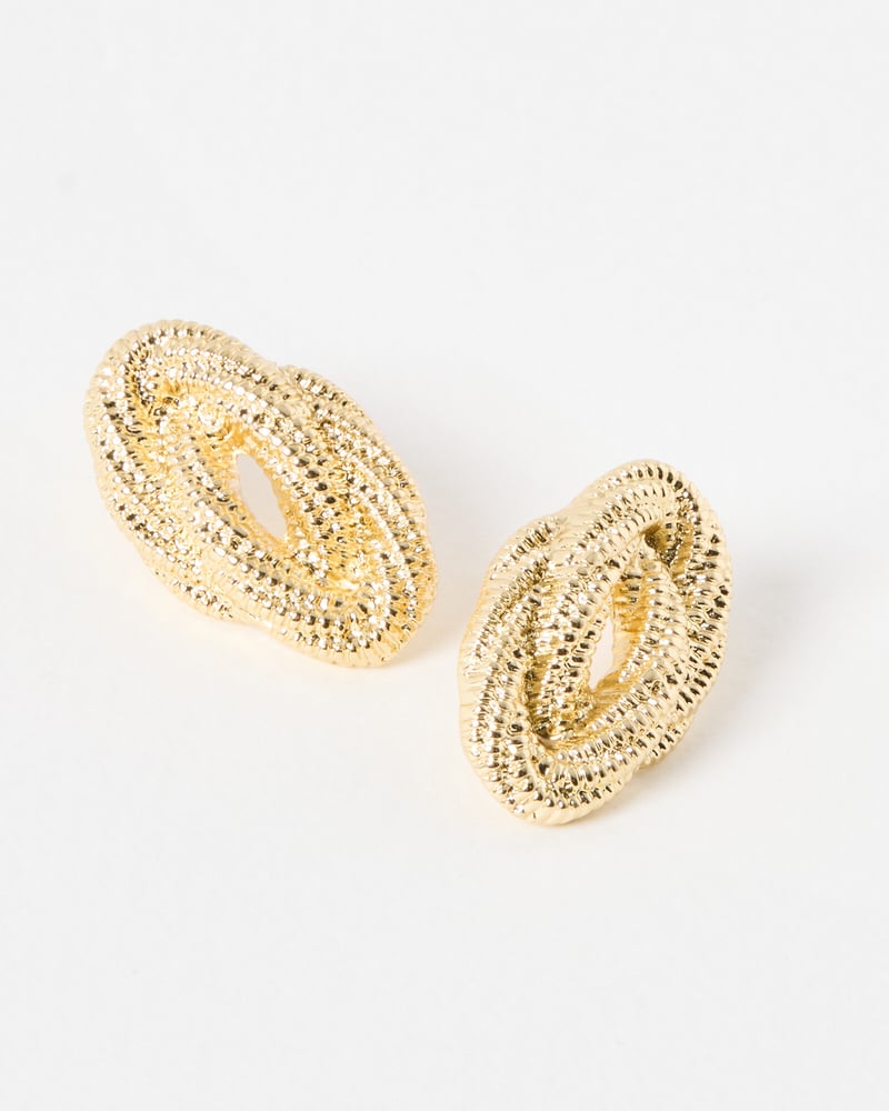 Suzette Interlocked Oval Gold Toned Statement Earrings
