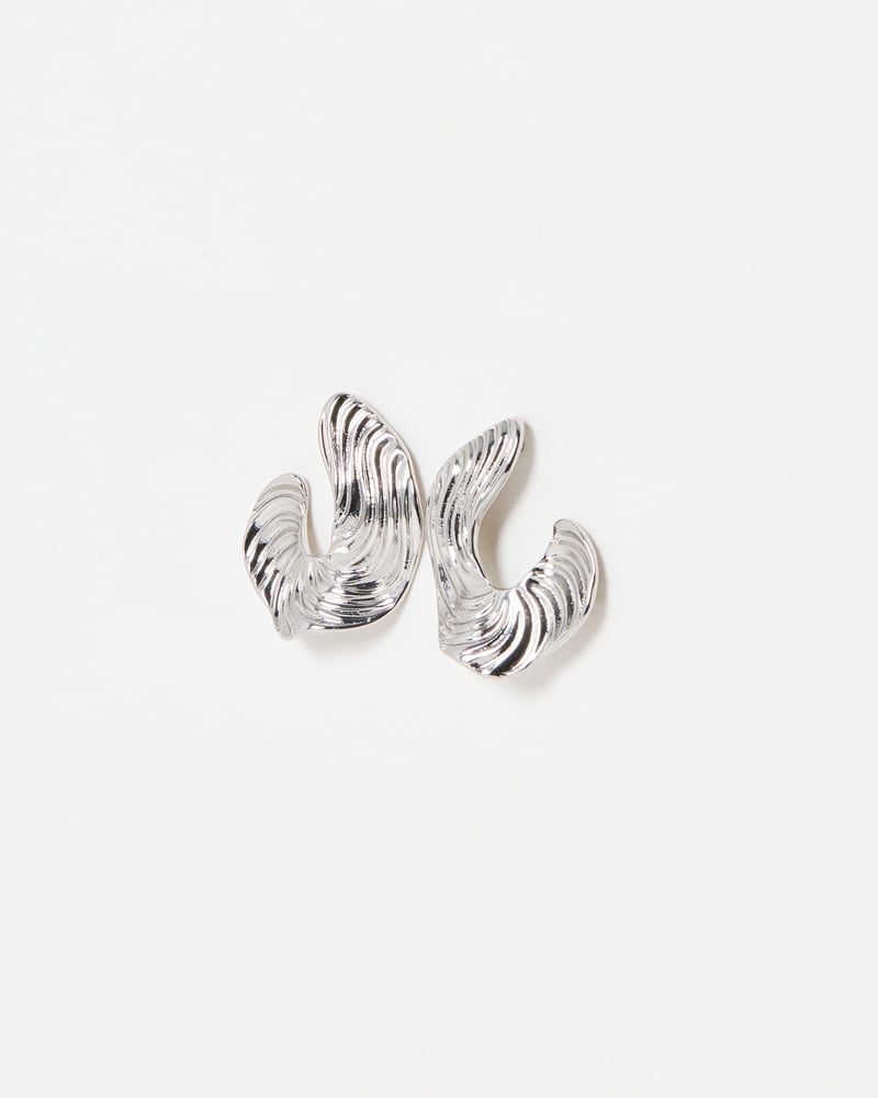 Amadure Curved Lines Silver Tone Statement Earrings