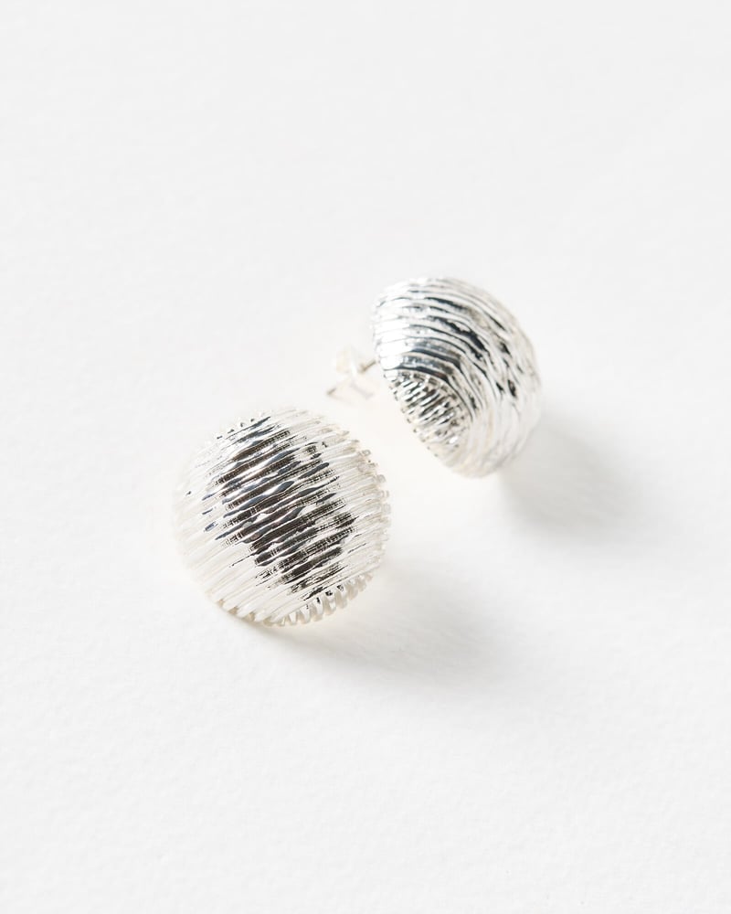 Zillah Etched Ball Silver Tone Statement Earrings