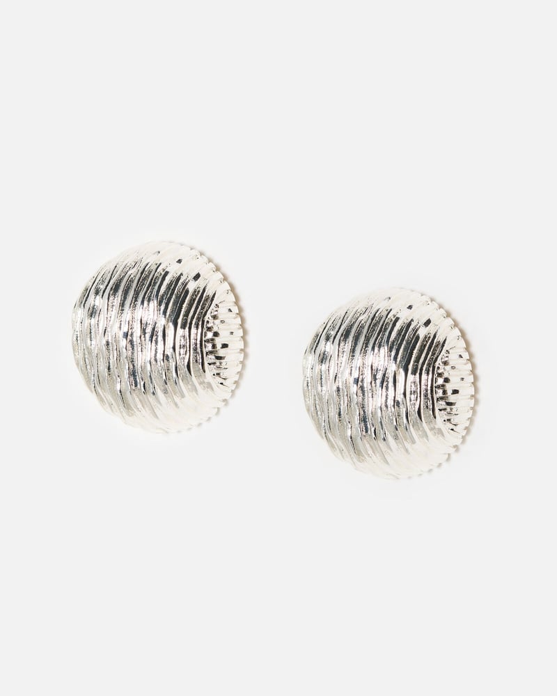 Zillah Etched Ball Silver Tone Statement Earrings