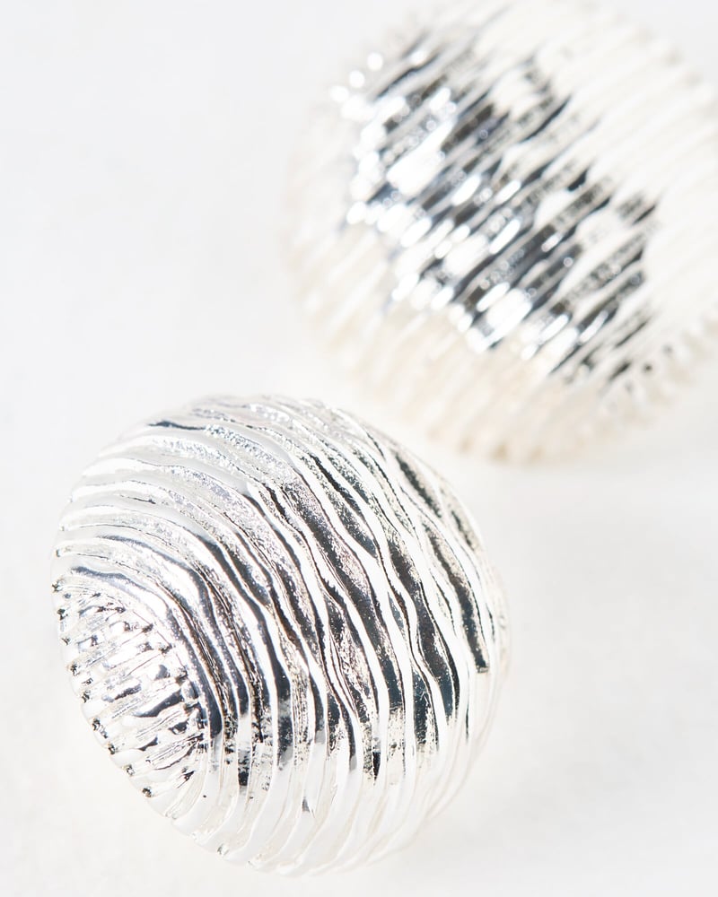 Zillah Etched Ball Silver Tone Statement Earrings