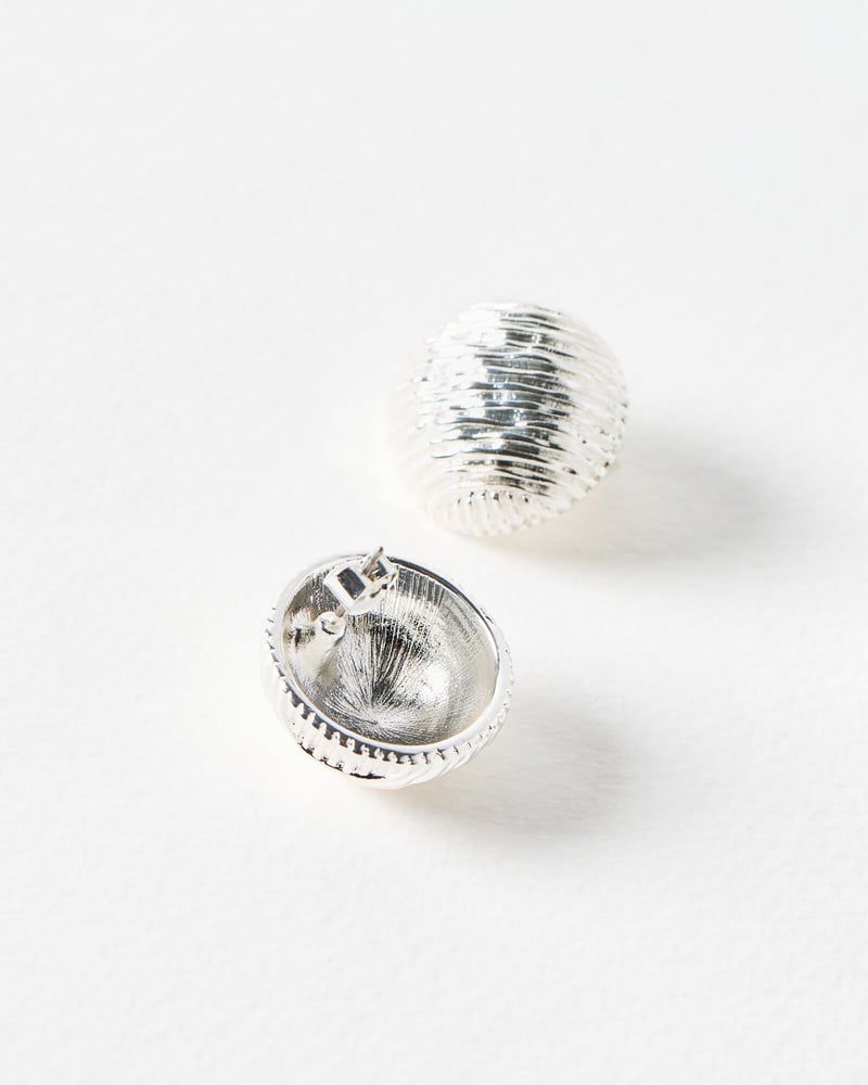 Zillah Etched Ball Silver Tone Statement Earrings