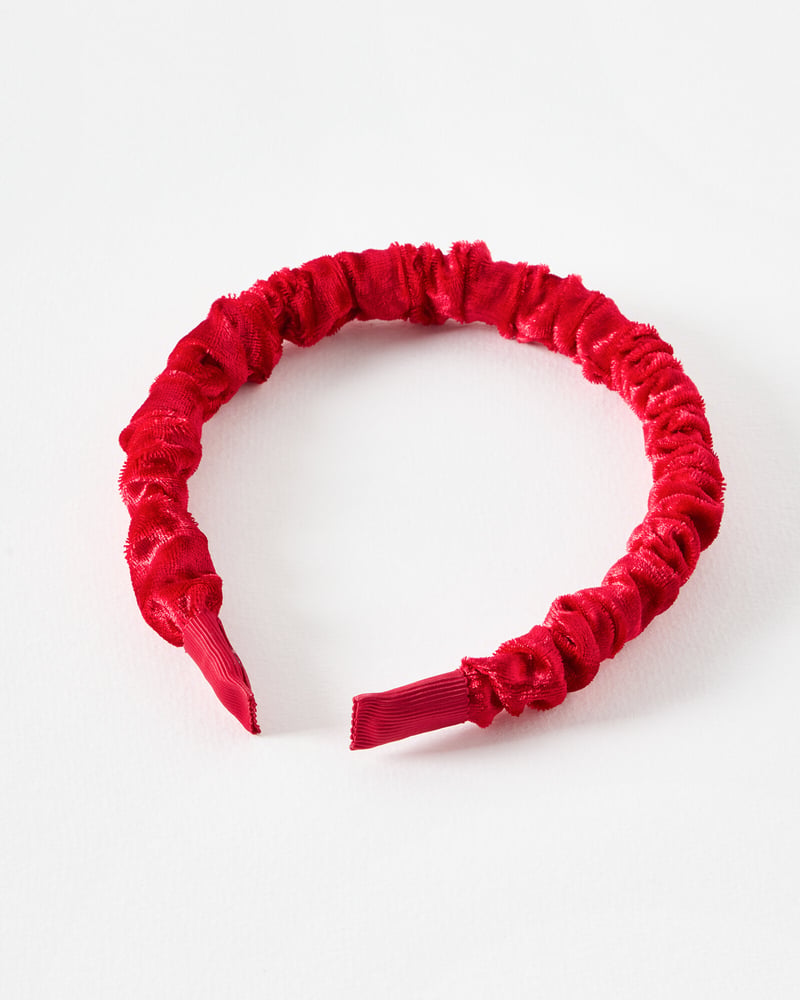 Lois Red Velvet Ruched Headband