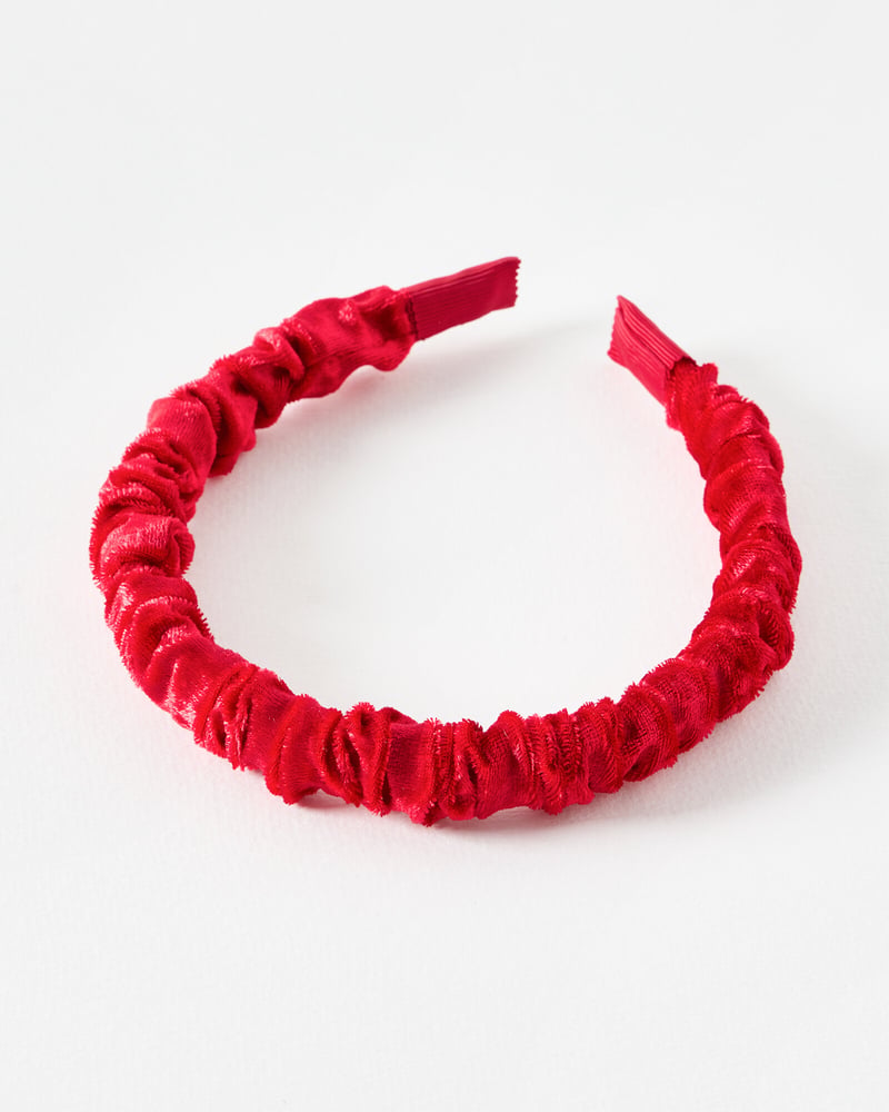 Lois Red Velvet Ruched Headband