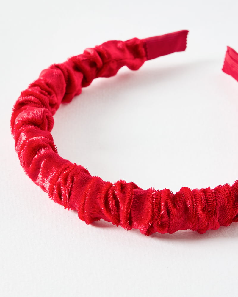 Lois Red Velvet Ruched Headband