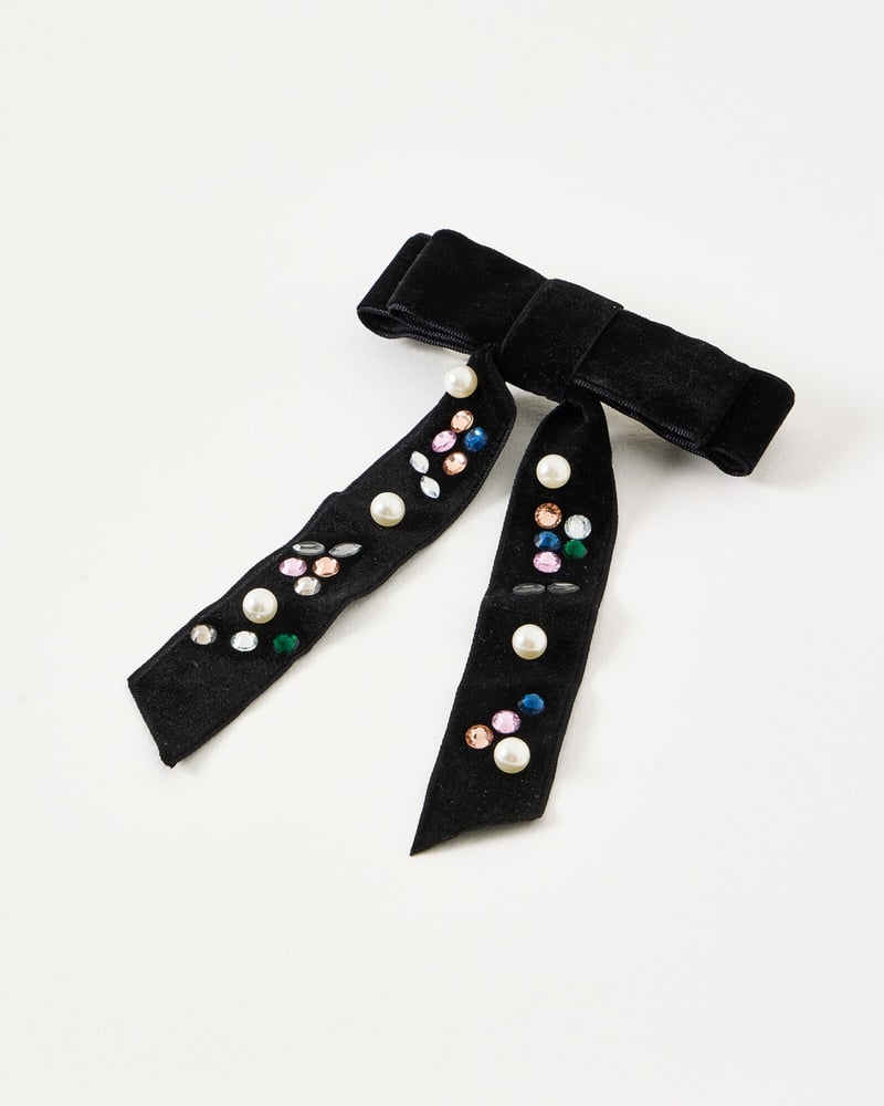 Meike Black Velvet Hair Bow Clip