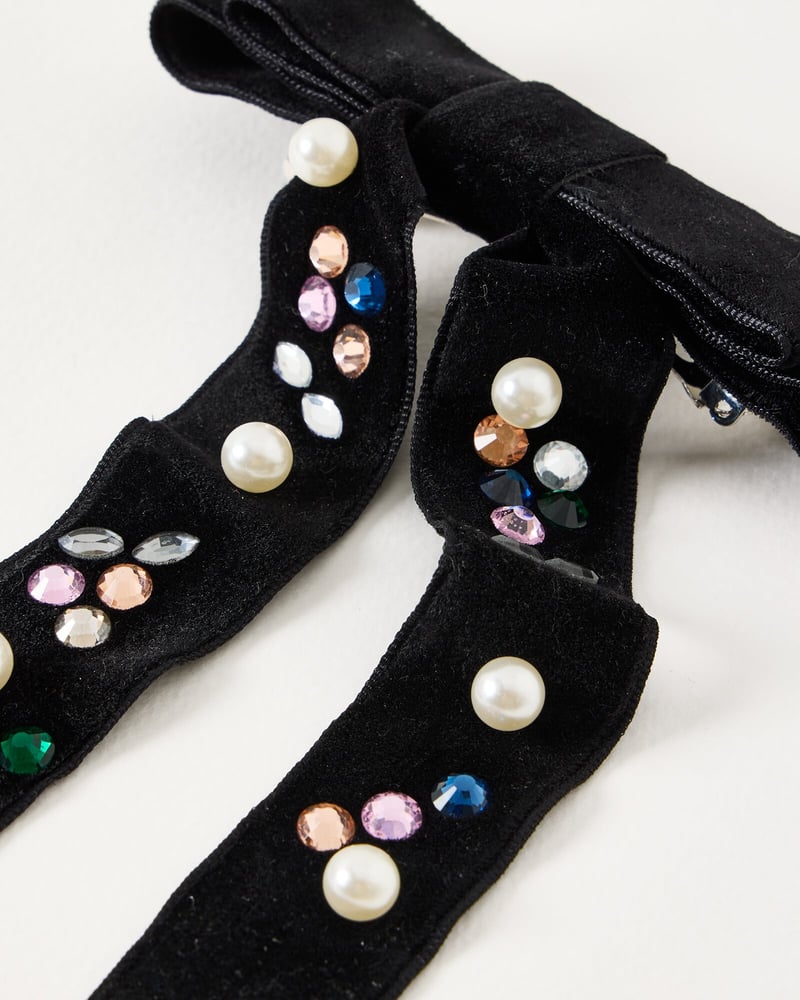 Meike Black Velvet Hair Bow Clip