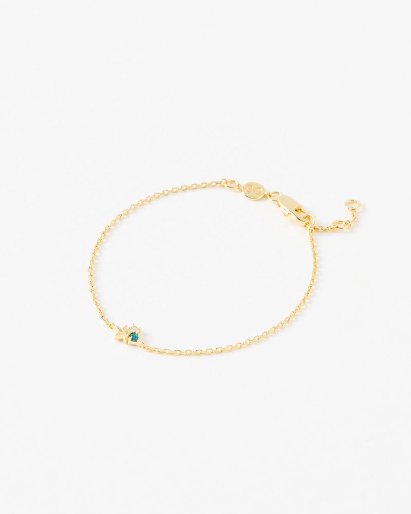 Danica Green Stone Cluster & Star Gold Plated Bracelet
