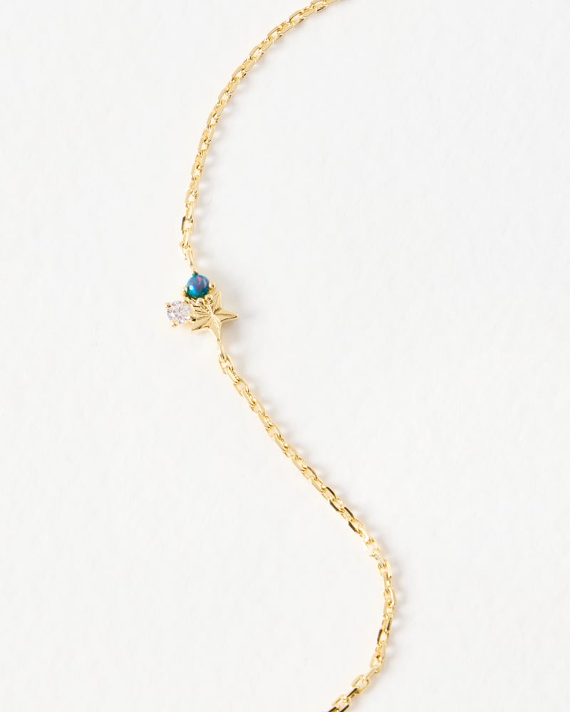 Danica Green Stone Cluster & Star Gold Plated Bracelet