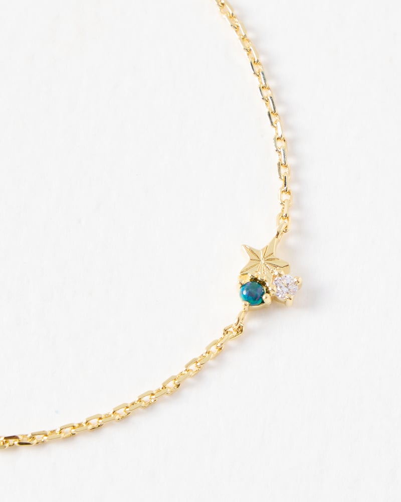 Danica Green Stone Cluster & Star Gold Plated Bracelet