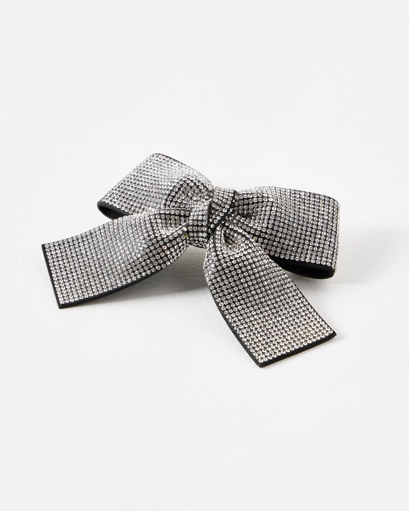 Jettie Black & Silver Hair Bow Clip