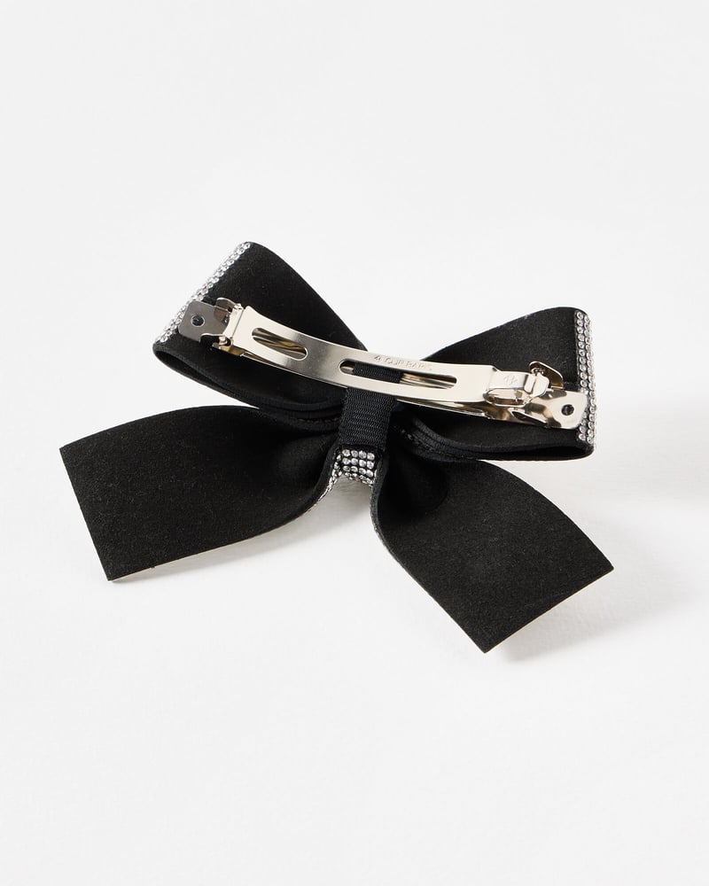 Jettie Black & Silver Hair Bow Clip
