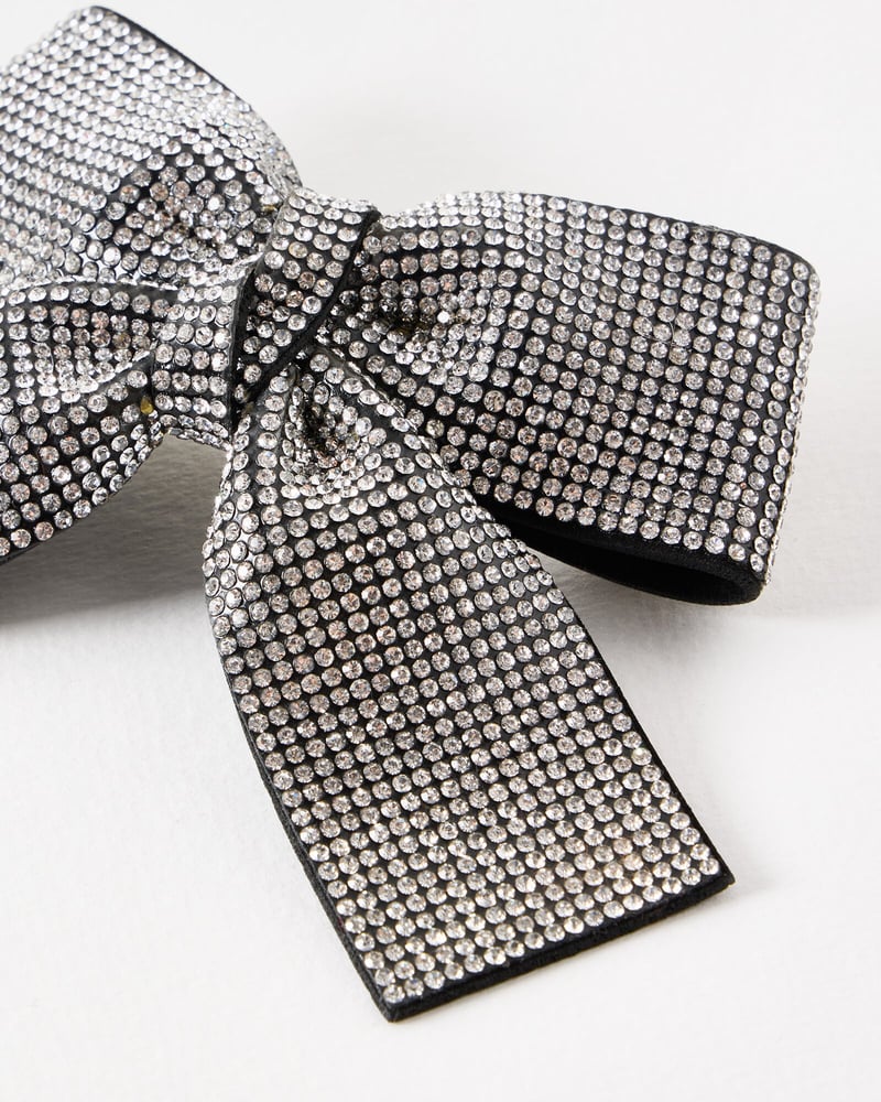 Jettie Black & Silver Hair Bow Clip