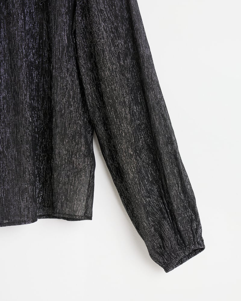 Black Metallic Frill Blouse
