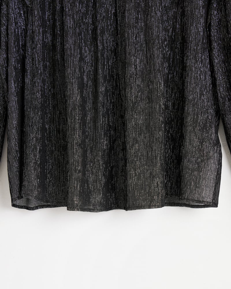 Black Metallic Frill Blouse