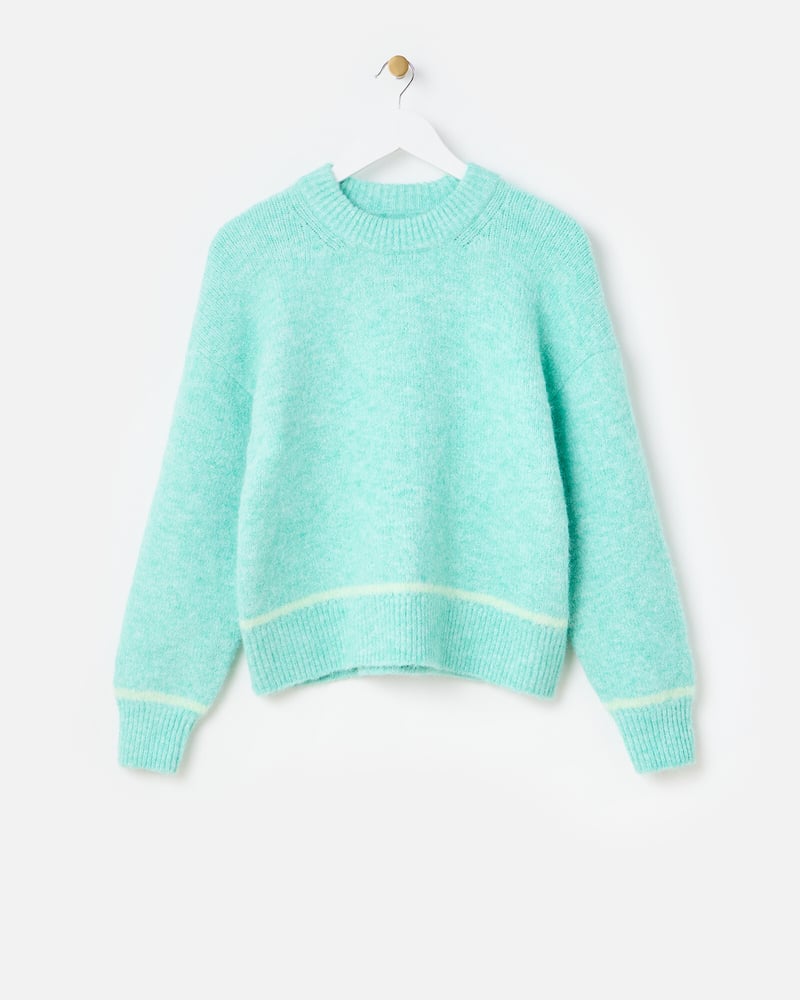 Mint Green Crew Neck Knitted Jumper