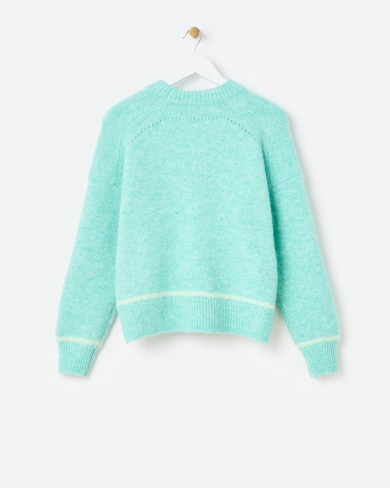Mint Green Crew Neck Knitted Jumper