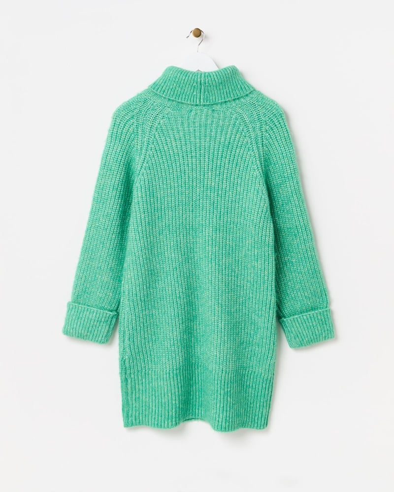 Green Roll Neck Knitted Jumper Dress