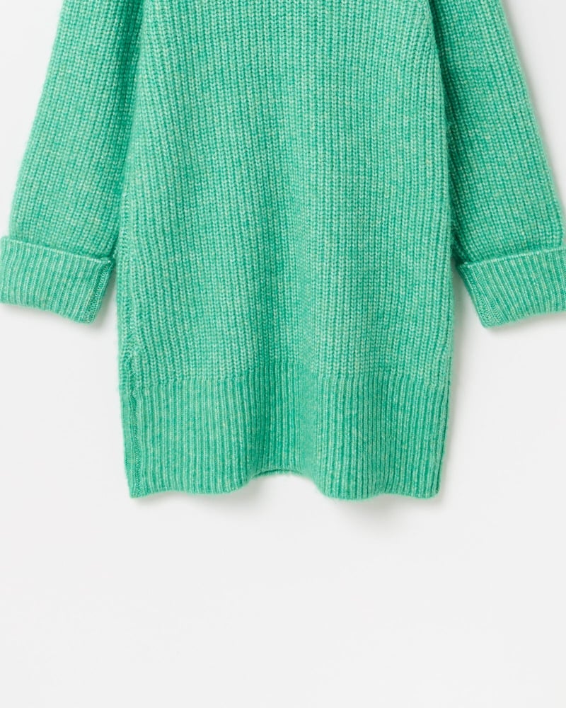 Green Roll Neck Knitted Jumper Dress