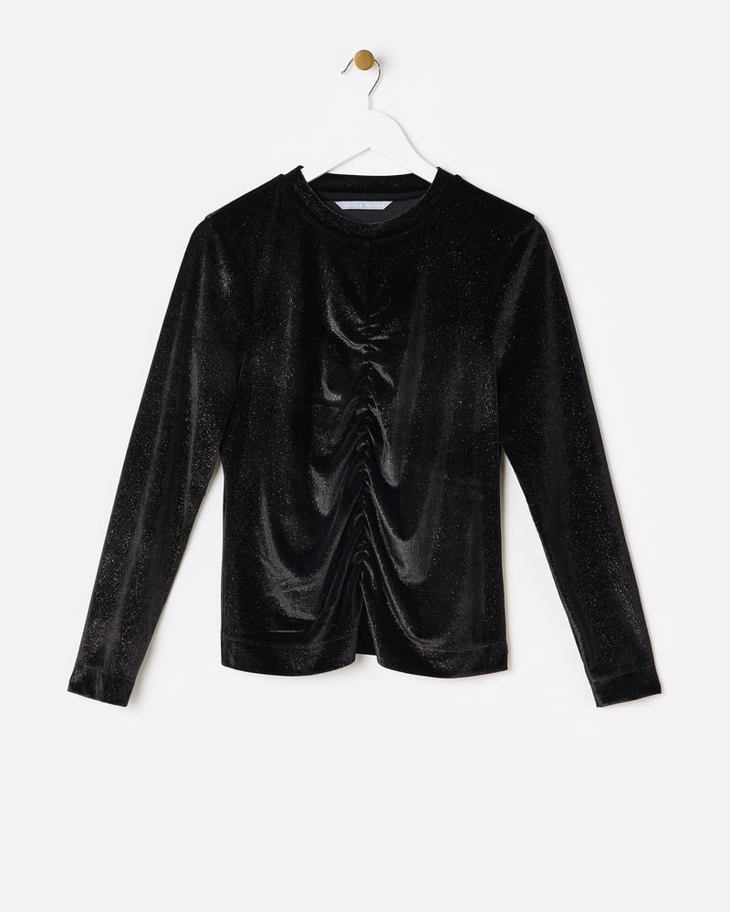 Black Velvet Glitter Long Sleeve Top