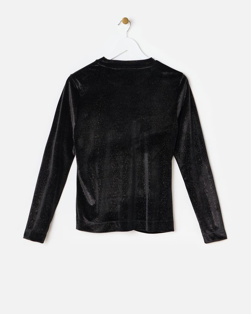Black Velvet Glitter Long Sleeve Top