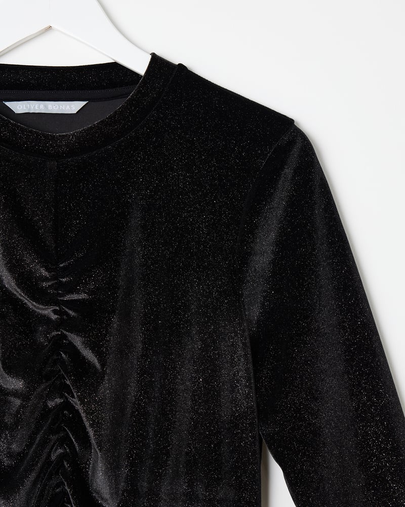 Black Velvet Glitter Long Sleeve Top