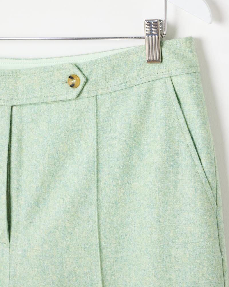 Green Wool Blend Wide Leg Trousers