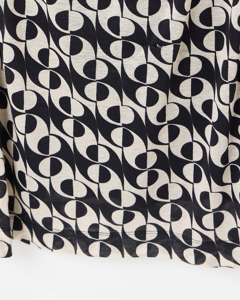 Abstract Print Monochrome Mesh Midi Dress