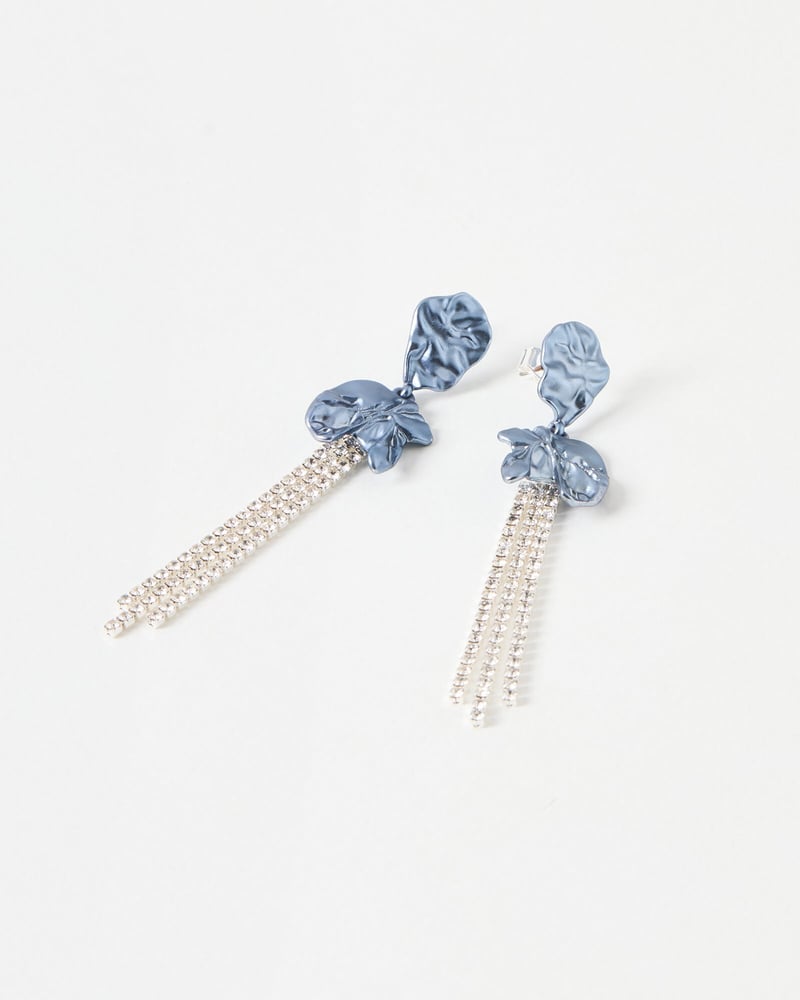 Hanna Molten Forms Blue Tassel Earrings