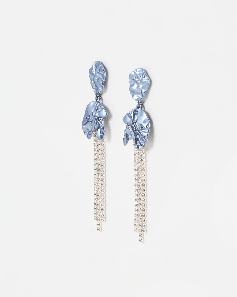 Hanna Molten Forms Blue Tassel Earrings