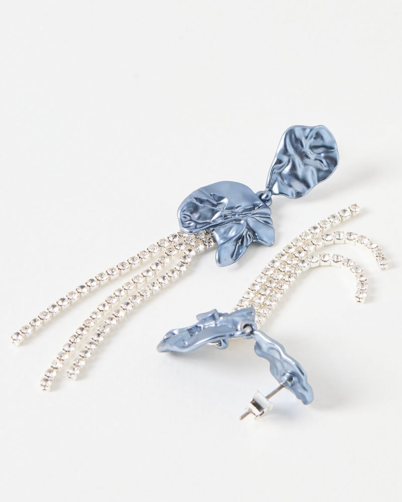 Hanna Molten Forms Blue Tassel Earrings