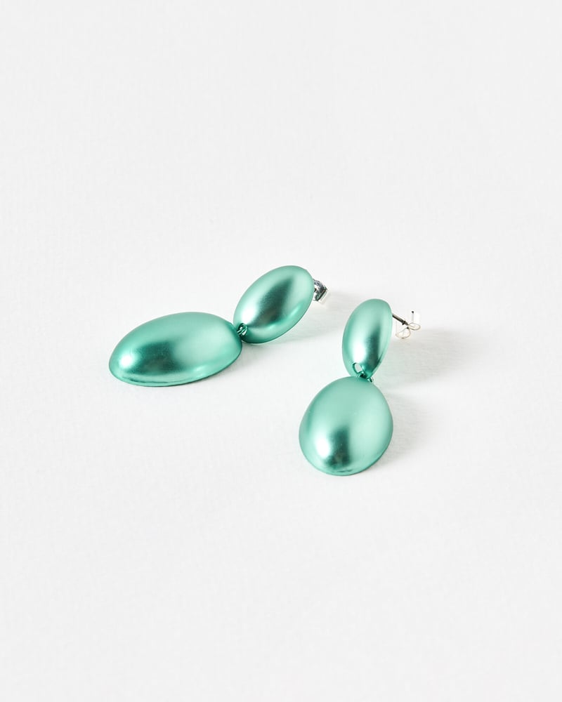Dove Double Tier Green Statement Earrings