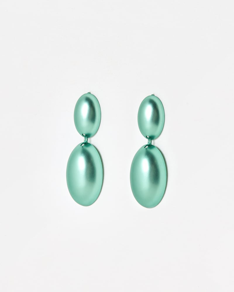 Dove Double Tier Green Statement Earrings