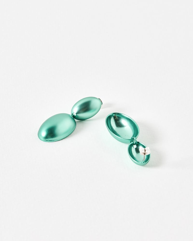 Dove Double Tier Green Statement Earrings