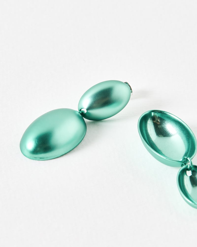 Dove Double Tier Green Statement Earrings