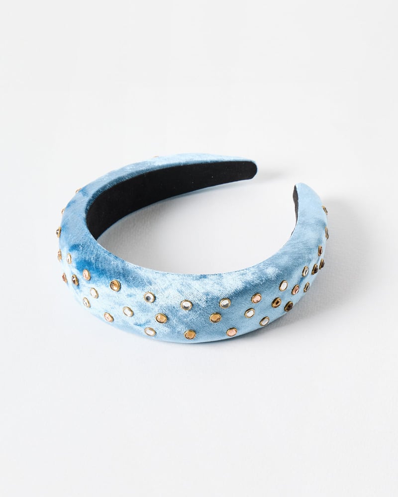 Adara Blue Velvet Gem Padded Headband