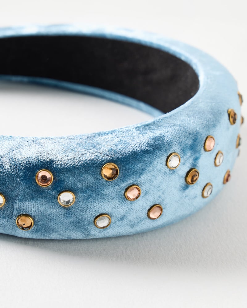 Adara Blue Velvet Gem Padded Headband