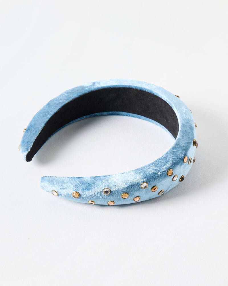 Adara Blue Velvet Gem Padded Headband