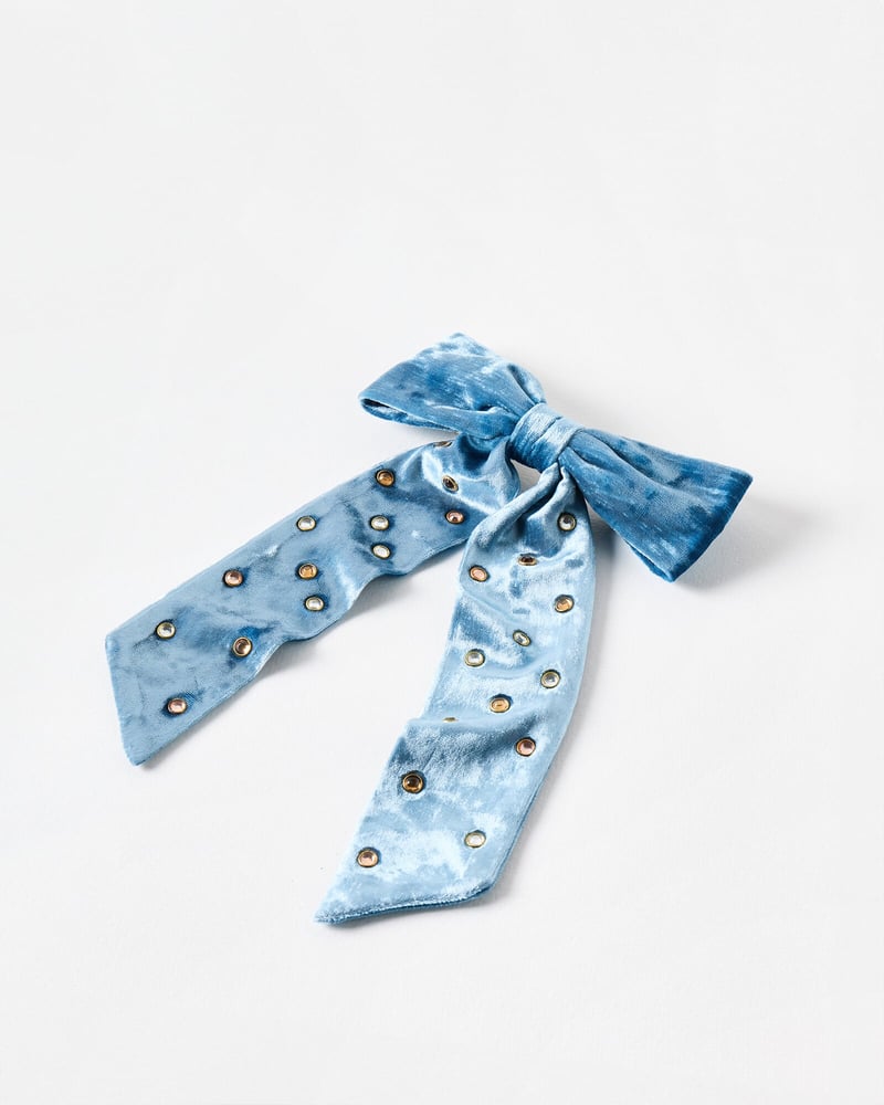 Adara Blue Velvet Gem Hair Bow