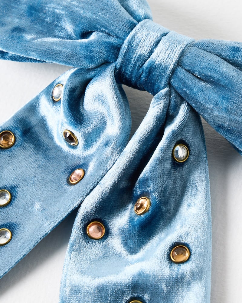 Adara Blue Velvet Gem Hair Bow